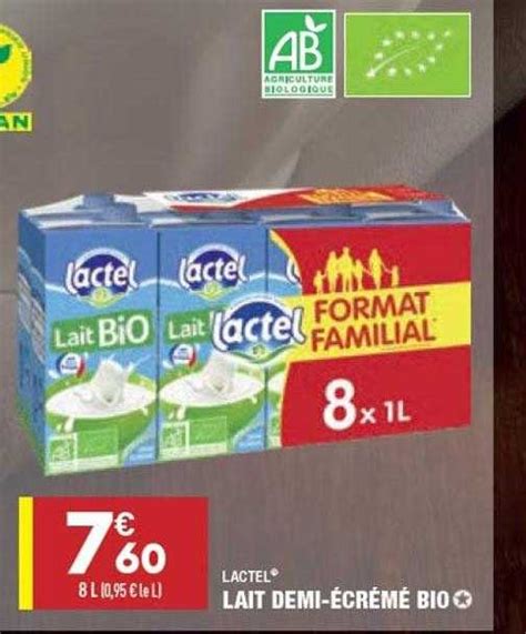 Offre Lactel Lait Demi écrémé Bio chez Aldi