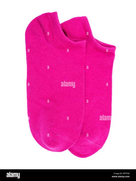 Womans Original Ankle Low Rise Raspberry Color Socks Isolated On White