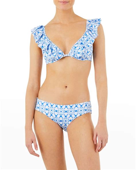 Vilebrequin Ikat Ruffled Jersey Bikini Top Shopstyle Two Piece Swimsuits