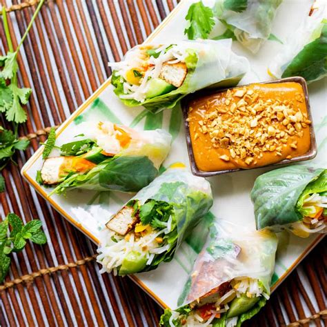 Vegan Summer Rolls With Tofu And Spicy Peanut Dipping Sauce Recipe Cart