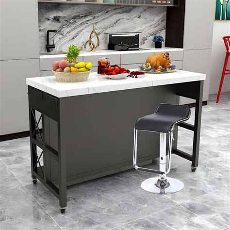 Modern Kitchen Island 3 Drawer Kitchen Island Table with Casters ...