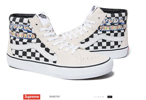 シュプリームヴァンズ FUCK THE WORLD を刺繍したSK8 HI PRO発売