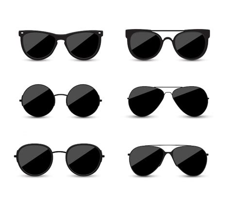 Set of fashionable black sunglasses. black glasses isolated. | Premium ...