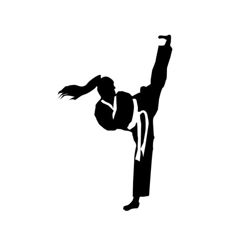 silhouette of taekwondo girl showing her high kick 6537356 Vector Art ...