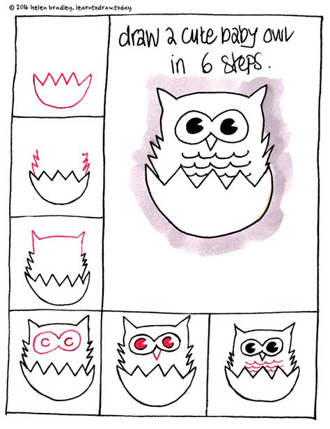 Learn to Draw a Baby Owl in 6 Steps : Learn To Draw