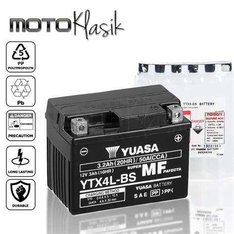 YUASA YTX4L BS BATTERY ORIGINAL MAINTENANCE FREE MOTORCYCLE BATTERIES