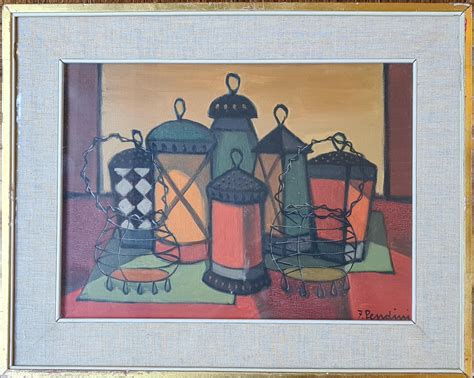 Fulvio Pendini Mid Century Italian Still Life Tablescape Oil On