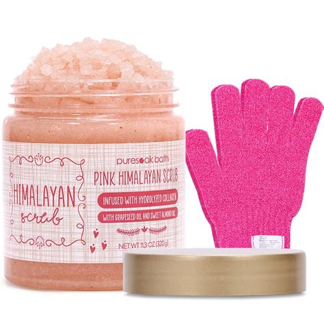 Puresoak Bath Himalayan Rose Salt Body Scrub Set For Exfoliate