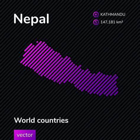 Mapa Vectorial Plano De Nepal En Colores Violetas Sobre Fondo Negro