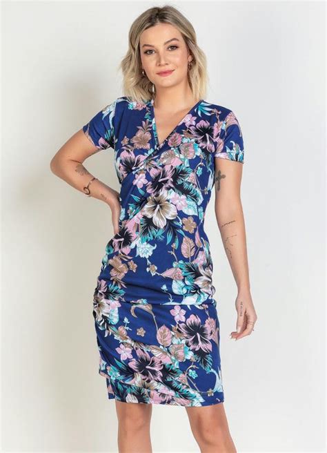 Vestido Moda Evang Lica Floral Transpassado Queima De Estoque