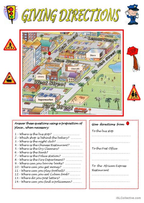 GIVING DIRECTIONS English ESL Worksheets Pdf Doc