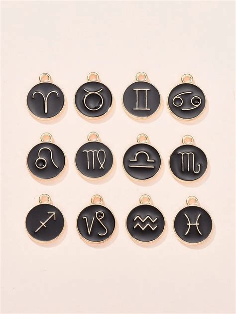 Pcs Alloy Enamel Pendants Flat Round With Constellation