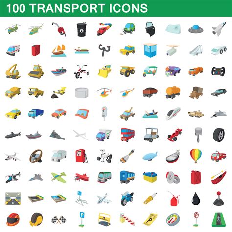 Iconos De Transporte Estilo De Dibujos Animados Vector En