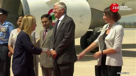 Italian Prime Minister Giorgia Meloni Arrives In Delhi To Attend G20