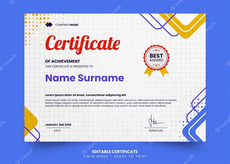 Premium Psd Modern And Simple Certificate Template