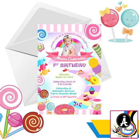 Invitation Card For Birthday Candyland Free Envelope Shopee Philippines