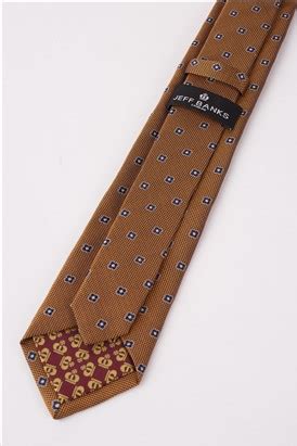 Jeff Banks Gold Navy Foulard Design Tie