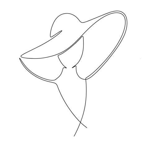 Silhouette Of Woman In Hat One Line Continuous Woman Face Line Art