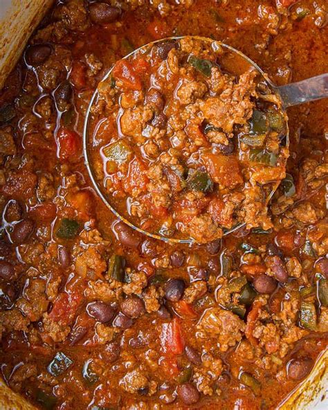 Slow Cooker Beef Bean And Chorizo Chili Recipe • Sip Sanity