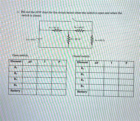 SOLVED Fill Out The AVIP Chart For The Circuit Below When The Switch