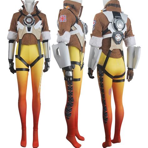 Ow Overwatch Tracer Outfit Halloween Cosplay Costume Carnival Lena