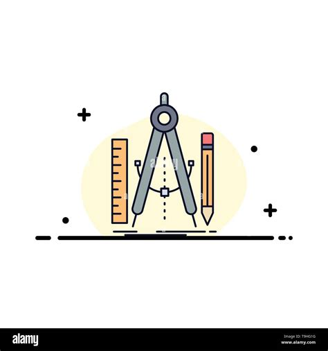 Build Design Geometry Math Tool Flat Color Icon Vector Stock Vector