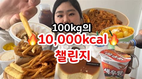 🔥만칼로리 챌린지🔥100kg Girl의 제법 용맹한 먹방 브이로그ㅣ파바 치즈케익ㅣ마라샹궈ㅣ꿔바로우ㅣ삼겹살ㅣ비빔면ㅣ맘스터치 싸이