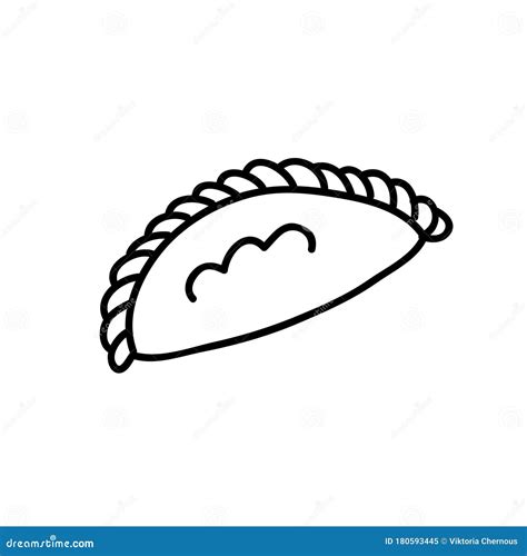 Empanada Doodle Icon Vector Illustration Stock Illustration