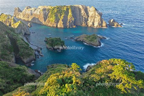 奥石廊崎のあいあい岬の朝景空撮 写真素材 6951130 フォトライブラリー Photolibrary