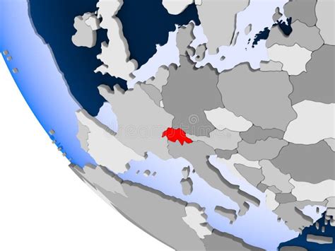 Switzerland On Political Globe Stock Illustration Illustration Of