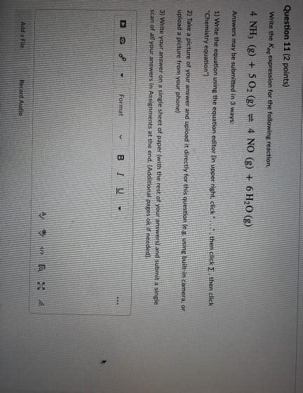 Solved Question 11 2 Points Write The Keq Expression For Chegg