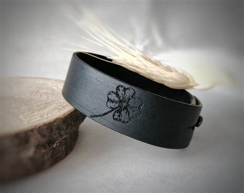 Clover Bracelet Men Four Leaf Clover Bracelet Personalized Etsy