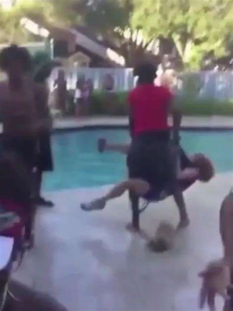 Woman Body Slammed And Thrown Into Pool With Her Dog After Asking Rowdy