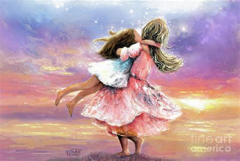 Two Sisters Twirling Sunset Painting By Vickie Wade Fine Art America