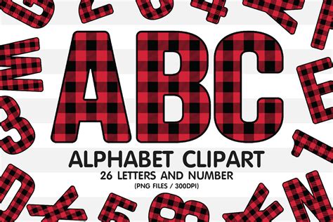 Red Buffalo Plaid Alphabet Clipart Graphic By Goodscute · Creative Fabrica