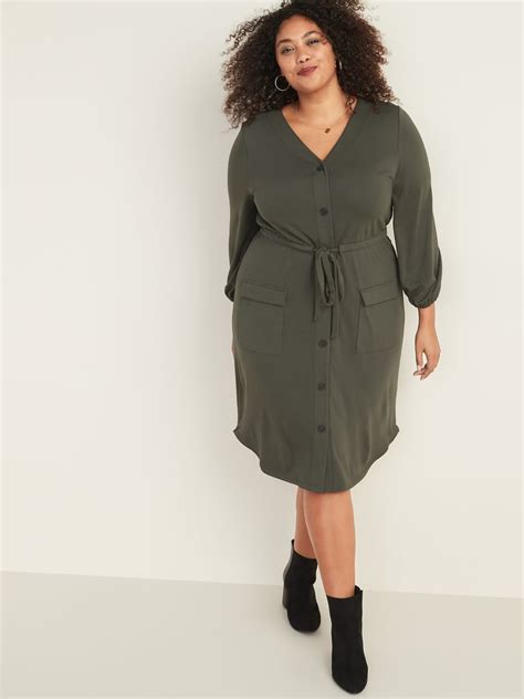 Old Navy Waist Defined Plus Size Ponte Knit Utility Dress Best Plus