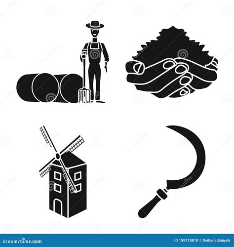 Vector Illustration Of Farm And Arable Sign Set Of Farm And Farming