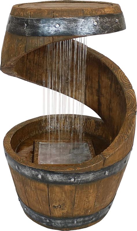 Sunnydaze Spiraling Barrel Fuente De Agua Para Exteriores De 25