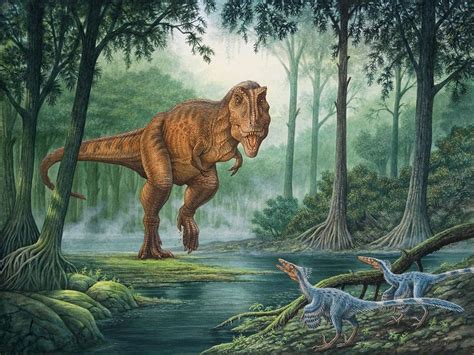 Tyrannosaurus Rex And Troodon Artwork By Phil Wilson Dinosaur