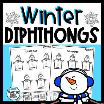 Winter Diphthongs AU AW OI OY OU OW EW OO Phonics Worksheets