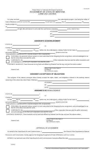 Montana Assignment Of State Of Montana Land Use License Fill Out