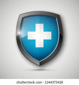 Health Shield Realistic Glass Protection Symbol Stock Vector Royalty