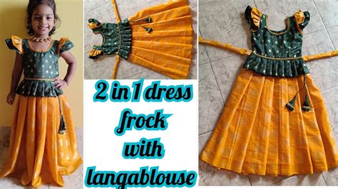 In Dress Frock With Langa Blouse Cutting And Stitching In Kannada