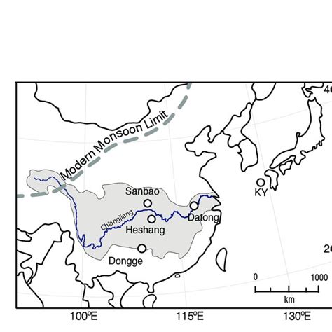 A Map Showing The Changjiang Drainage Basin Gray Shaded Area Datong