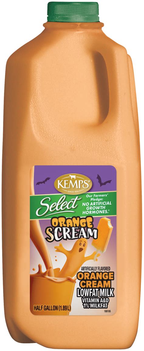 180195 041483033727 Kemps Select Orange Cream Milk Half Gallon Cf Kemps