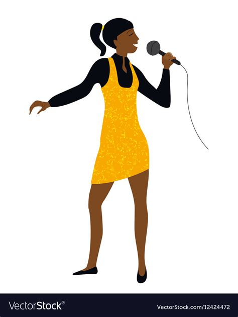 Woman Sing Into Microphone Royalty Free Vector Image