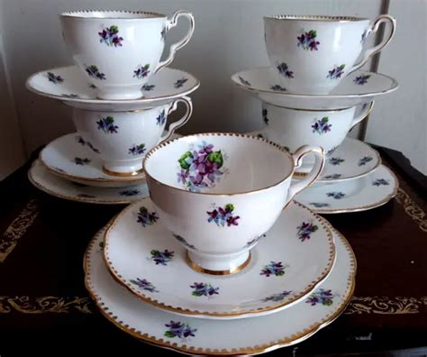 Vintage Royal Stafford Bone China Sweet Violets Tea Set Cups Collection