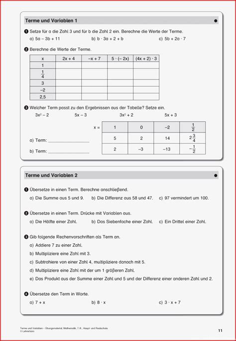 Mathematik Arbeitsbl Tter Sekundarstufe I Lehrerb Ro Kostenlose