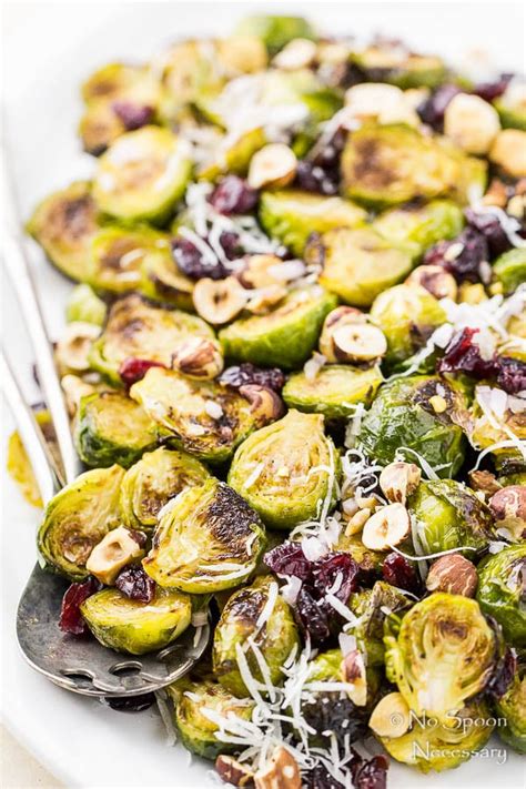 Maple Roasted Brussels Sprouts With Cranberries And Hazelnuts No Spoon