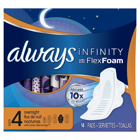 Always Infinity With Flex Foam Flexi Wings® Regular Flow 18 Count Pack Of 4